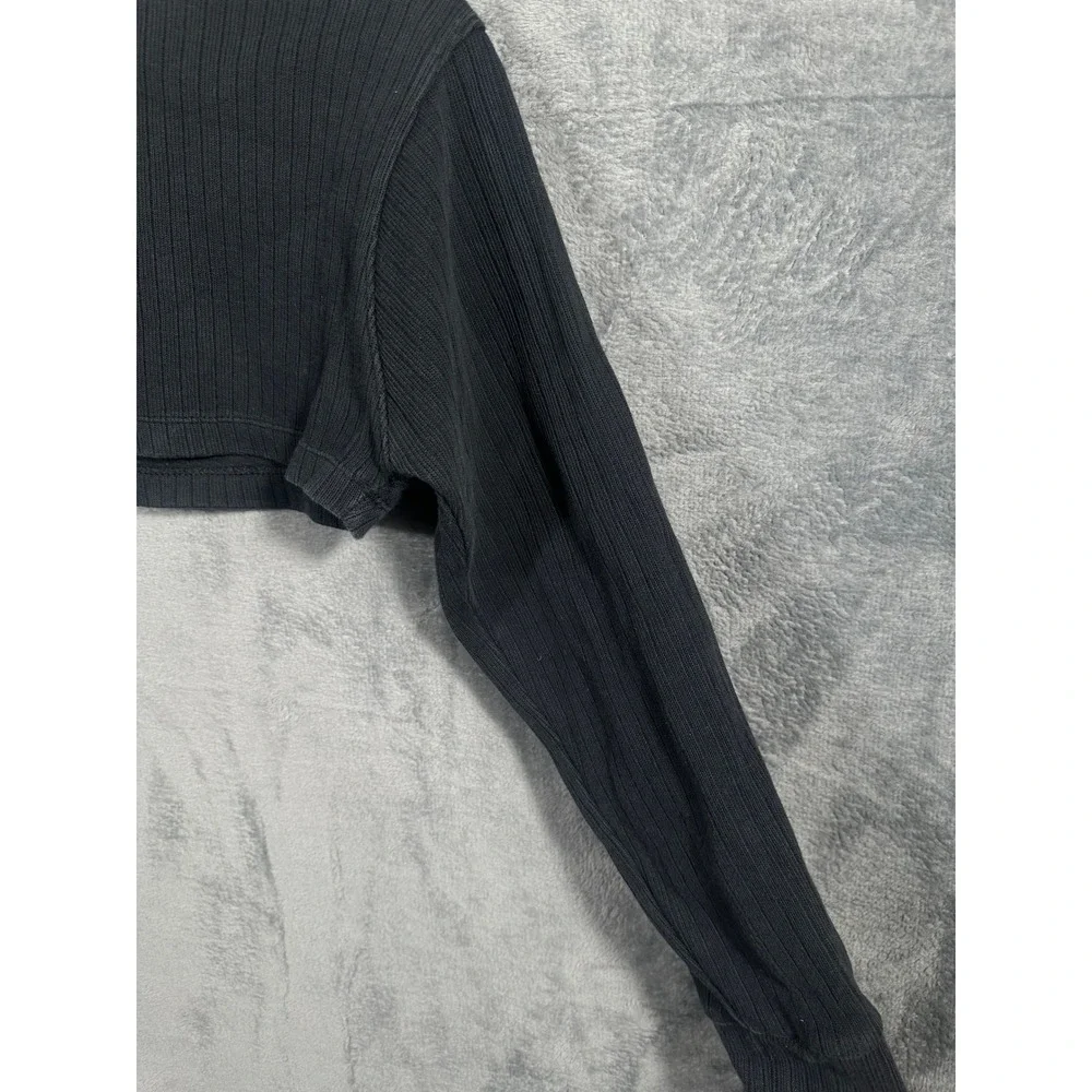 Nike Womens Ribbed Long Sleeve Ultra Crop Top Black Swoosh XS DV7832-010
